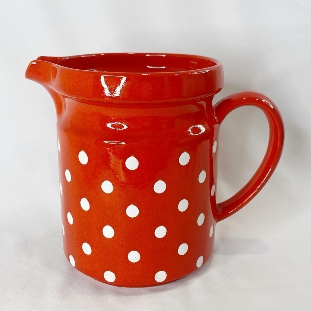 Waechtersbach Vintage West Germany Red Polka Dot Milk Pitcher Vase 6 3/4” HTF
